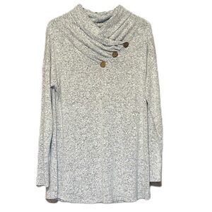 Cool Melon Tunic Cowl Neck Lightweight Pull Over with Button Detail